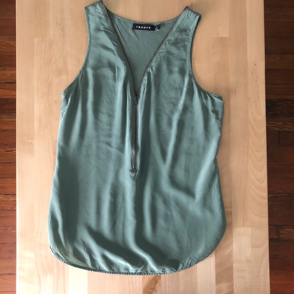 silk zipper-front tank